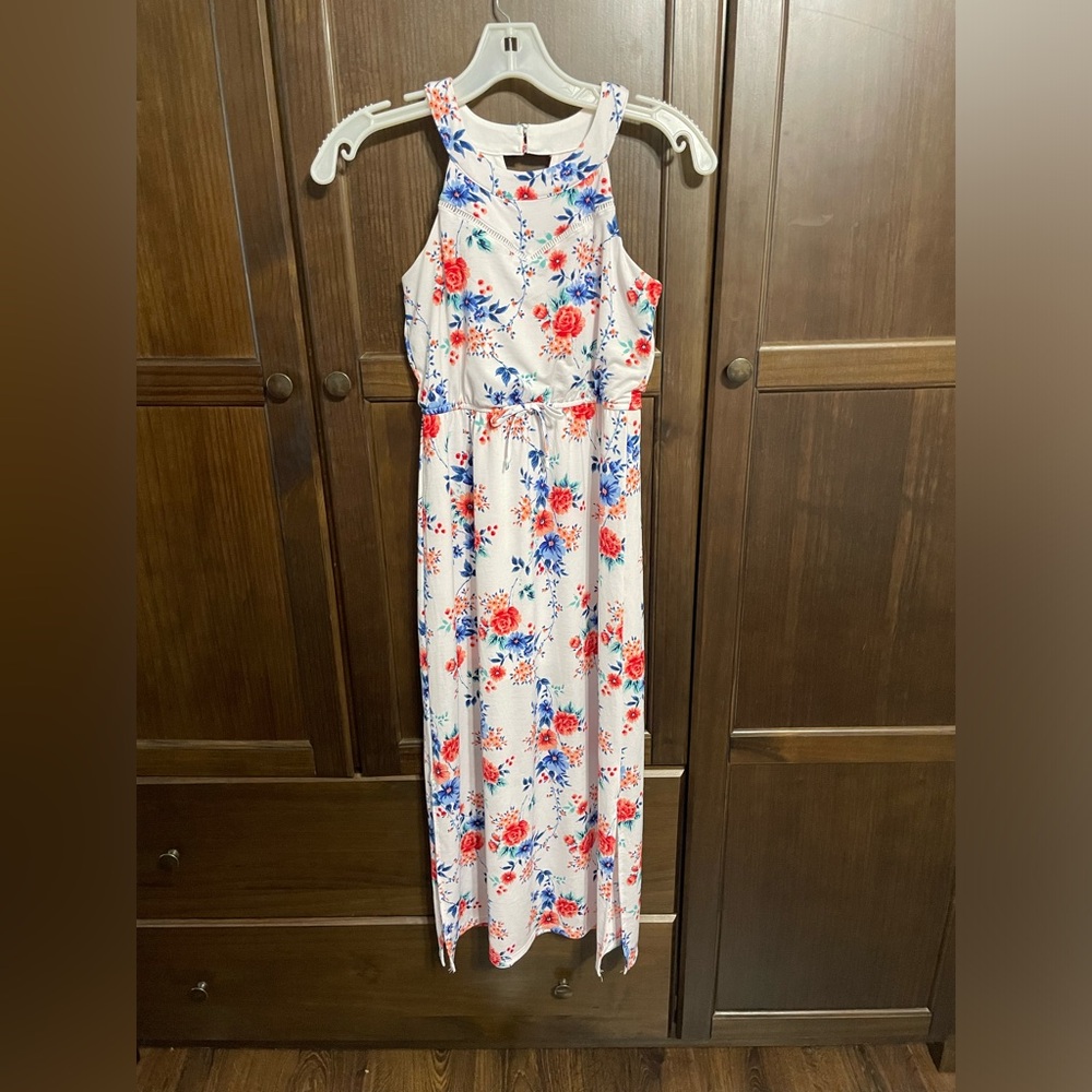 Girls floral halter maxi dress size medium
